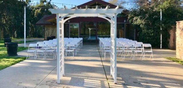 Ranch House at Gibson Ranch - Patio set up for an event